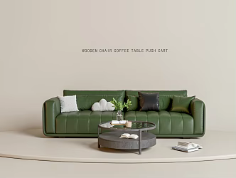 Sofa Coffee Table Combination Multi-person Sofa Coffee Table Green Sofa 3d model