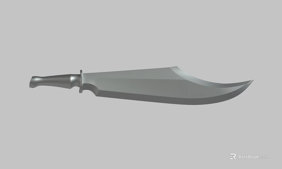 Tactical Weapon With Curved Sharp Blade And Metal Handle Design 3d model 