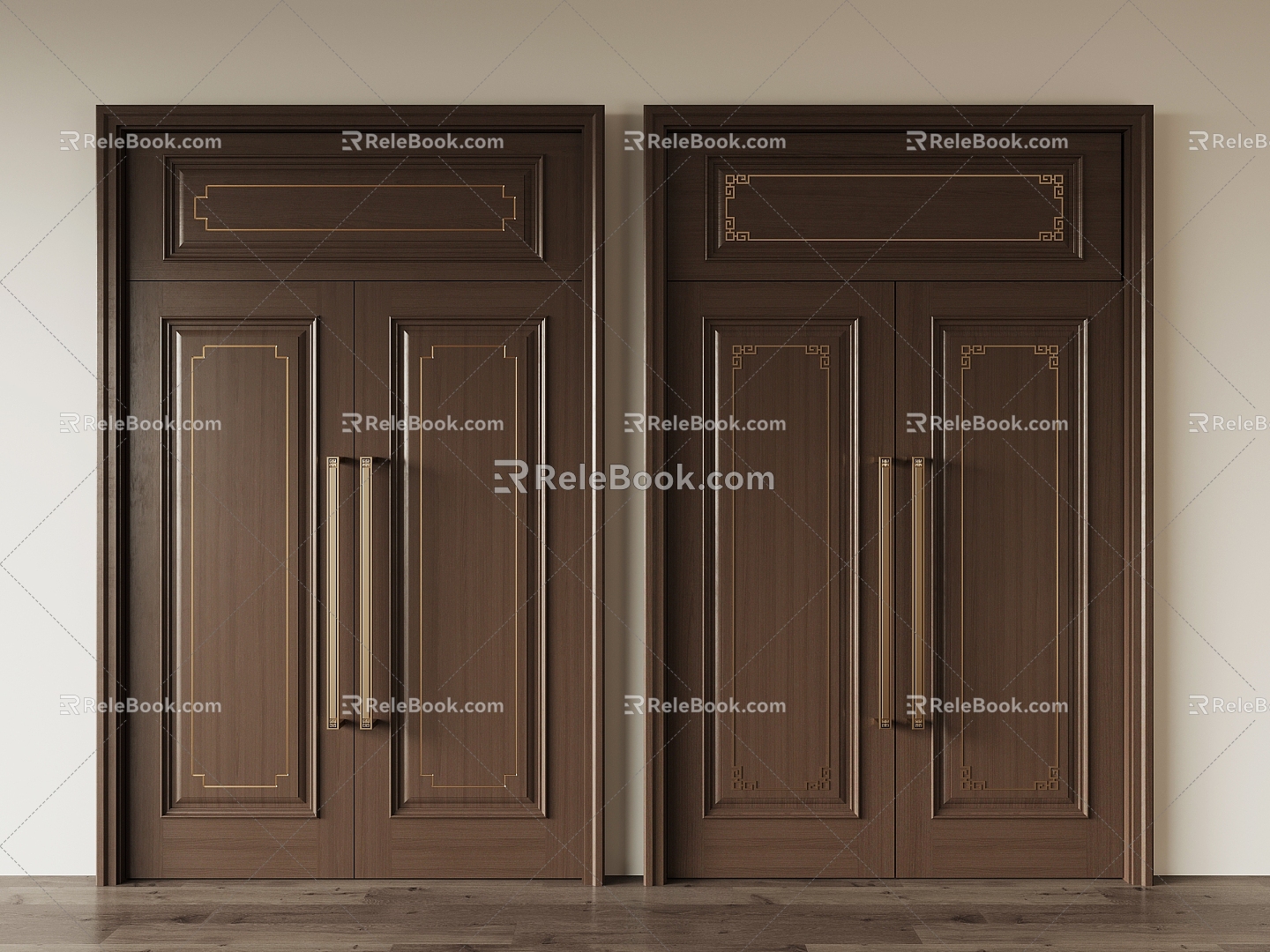 New Chinese Double Door 3d model