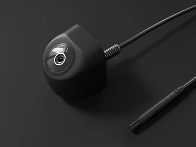 Black Projection Monitoring Device With Sharp Lens And Integrated Cable 3d model