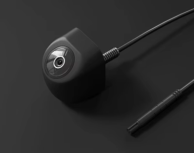 Black Projection Monitoring Device With Sharp Lens And Integrated Cable 3d model