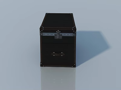 Black Swing Door Storage Chest With Metal Hardware And Rivet Design 3d model