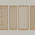 Decorative Carved Wooden Windows With Various Intricate Patterns As Wall Decor Elements 3d model