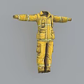 Yellow Firefighter Uniform With Reflective Stripes And Functional Pockets Design 3d model