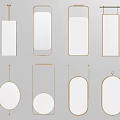 Elegant Decorative Mirrors With Various Shapes And Gold Metal Frames For Wall 3d model