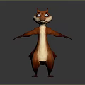Cute Cartoon Squirrel With Reddish Brown And White Fur Big Tail Standing Pose