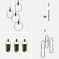 Modern Chandeliers with Geometric Shapes Metal Frames and Glass Elements Design 3d model
