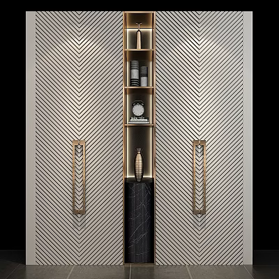 Elegant Modern Chest of Drawers With Gold Handles And Geometric Pattern Design 3d model