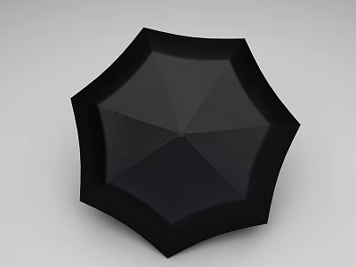 Stylish Black Umbrella With Octagonal Canopy For Outdoor Rain Protection 3d model