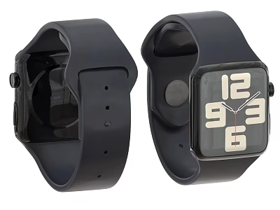 Two Black Wristwatches with Square Dial and Modern Black Strap Design 3d model