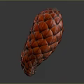 Red Scaly Plant Fruit with Cone Like Shape on Gray Gradient Background and Reflective Surface