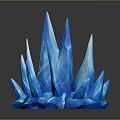 Blue Ice Crystal Structure With Sharp Projections And Glowing Blue Surface