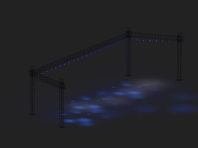 Decorative Blue Stage Lights On Metal Frame With Projected Light Spots 3d model