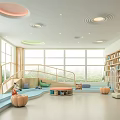 Artistic Children's Reading Space With Bookshelves And Playful Decor