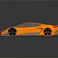 Orange Sports Car Featuring Sleek Modern Concept Design Unique Black Accents and Reflective Surface