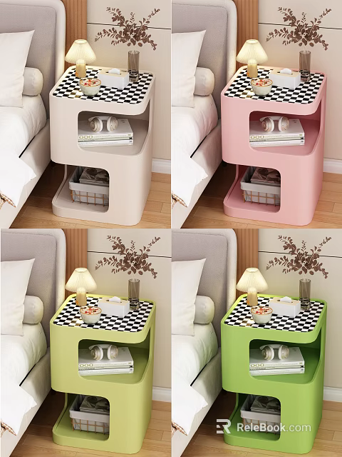Entryway Side Cabinet With Checkerboard Top Storage Shelves Multiple Colors Modern Interior 3d model 