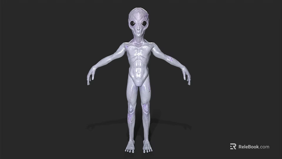 Alien 3D Game and Movie Character with Large Head Big Eyes and Thin Body 3d model 
