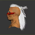 3D Character Bust Featuring White Short Hair Red Eye Mask And White Feather Accessory