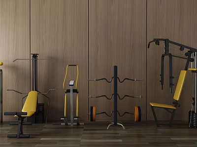 Gym Fitness Equipment With Yellow Seats Black Frames And Weight Training Racks 3d model Gym Fitness Equipment With Yellow Seats Black Frames And Weight Training Racks 3d model