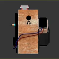 Retro Cassette Player Design With Wooden Casing Red White Buttons And Tape Reel Windows
