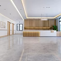 Modern Reception Area With Wooden Panels And Large Windows 3d model