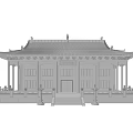 Traditional Chinese Ancient Architecture With Yellow Roof Red Pillars Red Doors And White Railings