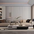 Modern Living Room Interior Design With TV Wall Marble Accent Coffee Table And Decorative Plants