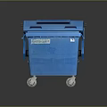 Blue Plastic Wheeled Trash Bin With Lid For Household Waste Disposal