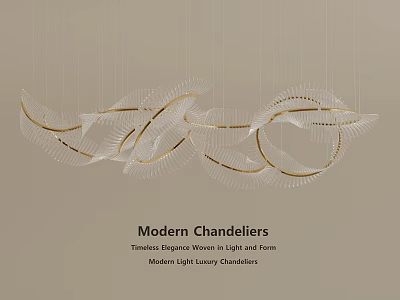 Modern Light Luxury Abstract Chandelier with Dynamic Light and Form Design 3d model