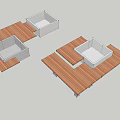 Outdoor Landscape Seats Featuring Wooden Surfaces and Concrete Bases Modular Design