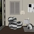 Modern Panda Contrast Lazy Sofa 3d model