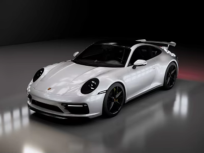 White Porsche Sports Car With Sleek Design Black Wheels And Sporty Styling 3d model