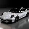 White Porsche Sports Car With Sleek Design Black Wheels And Sporty Styling