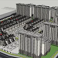Modern High rise Residential Complex With Green Spaces And Road Layout 3d model