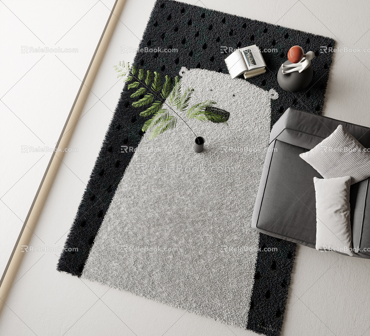 Modern Square Carpet Children Cartoon Carpet 3d model