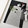 Modern Living Room Square Rug Grey Black With Green Leaf Plant And Grey Sofa