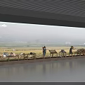 Modern Agricultural Exhibition Hall Featuring Display Stands Agricultural Products Visitors And Field View