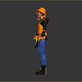 Cartoon Worker Characters Holding Hands In Line With Safety Helmets Colored Vests Gray Background Reflections