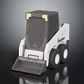 Gray And White Miniature Loader Model With Front Bucket Cabin And Wheels 3d model