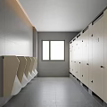 Modern Public Restroom With Double Sink Large Mirror And Smart Toilet