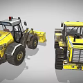 Two Yellow Construction Loaders With Large Buckets And Heavy Duty Tires