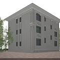 Elegant Detached Villa With Red Roof Columns Balcony And Green Garden Surroundings