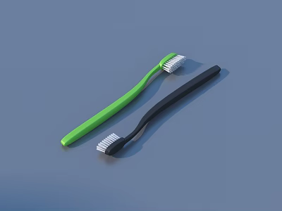 Green And Black Toothbrushes Essential Daily Living Supplies With Soft Bristles 3d model