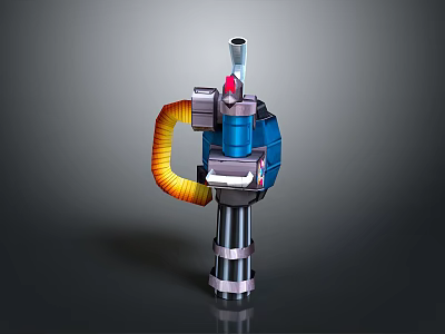 Modern Household Device With Blue Casing Orange Flexible Hose And Metal Base 3d model