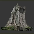 Natural Wood Stone Tree Stump Decoration With Green Grass Base And Texture