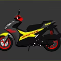 Modern Sporty Motorcycle With Gray Yellow Red And Black Color Design