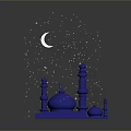 Blue Mosque Model With Dome Minarets Crescent Moon And Stars