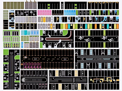 Parking Lot Design Layout With Color Coded Zones Driveways And Parking Spaces 3d model