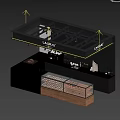 Dessert Shop Featuring Stainless Steel Countertop Black Cabinets Glass Display Case Filled With Donuts Cookies