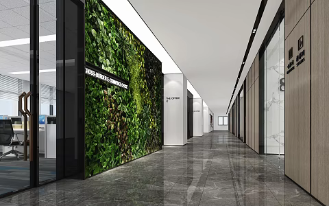 modern aisle office aisle 3d model